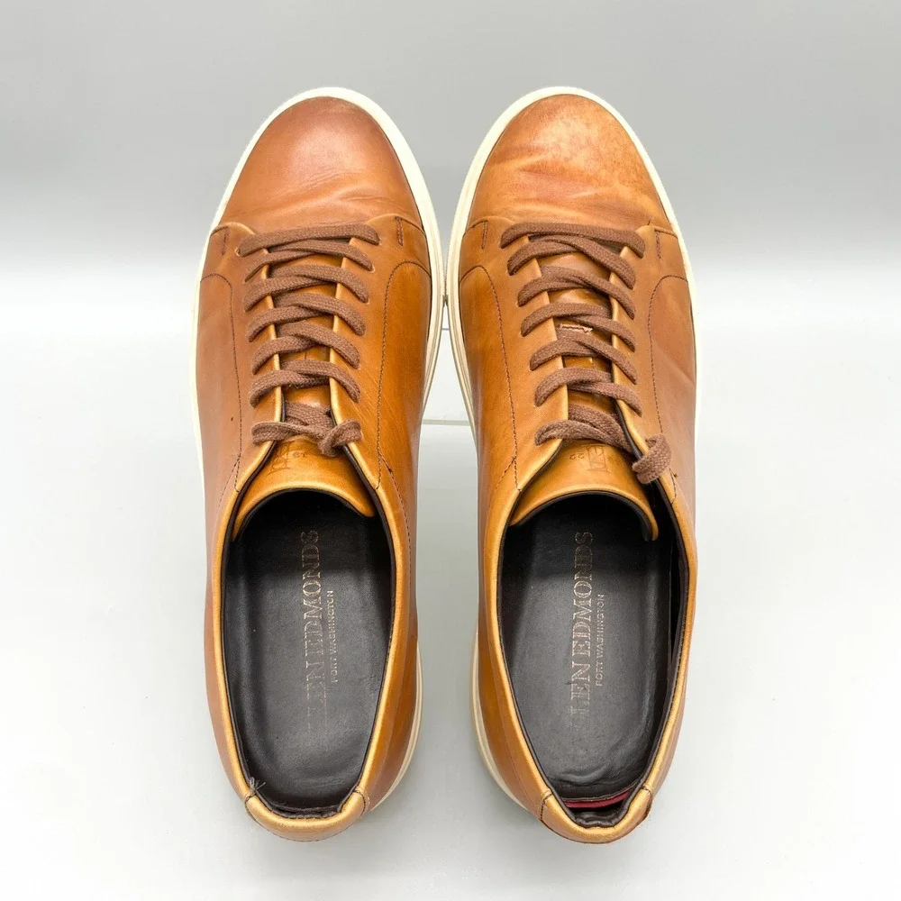 Allen Edmonds Canal Court Mens 12 E Tan Leather Sneakers Casual Office Preppy